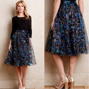 Anthropologie Moulinette Soeurs Midnight Butterfly Organza Skirt Size 14